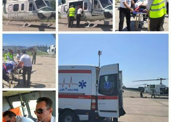 انتقال هوایی مادر باردار ۳۲ ساله از تالش به رشت جهت ادامه روند درمان