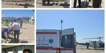 انتقال هوایی مادر باردار ۳۲ ساله از تالش به رشت جهت ادامه روند درمان